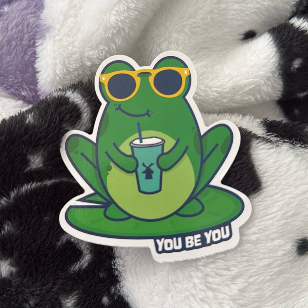 Dutch bros frog you be you sticker